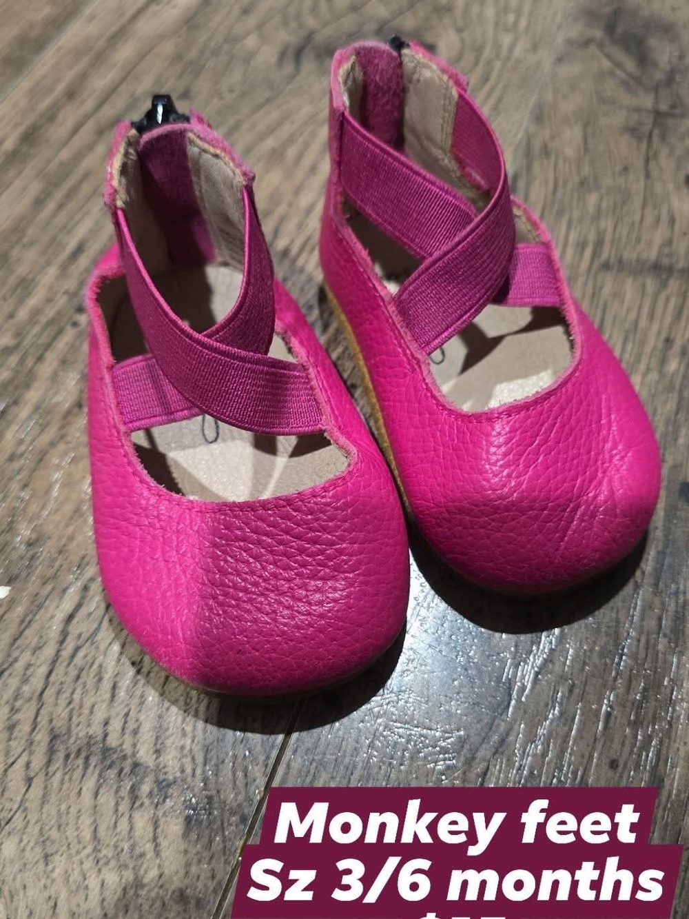 Monkey Feet Hot Pink Crisscross Baby Walker Shoes